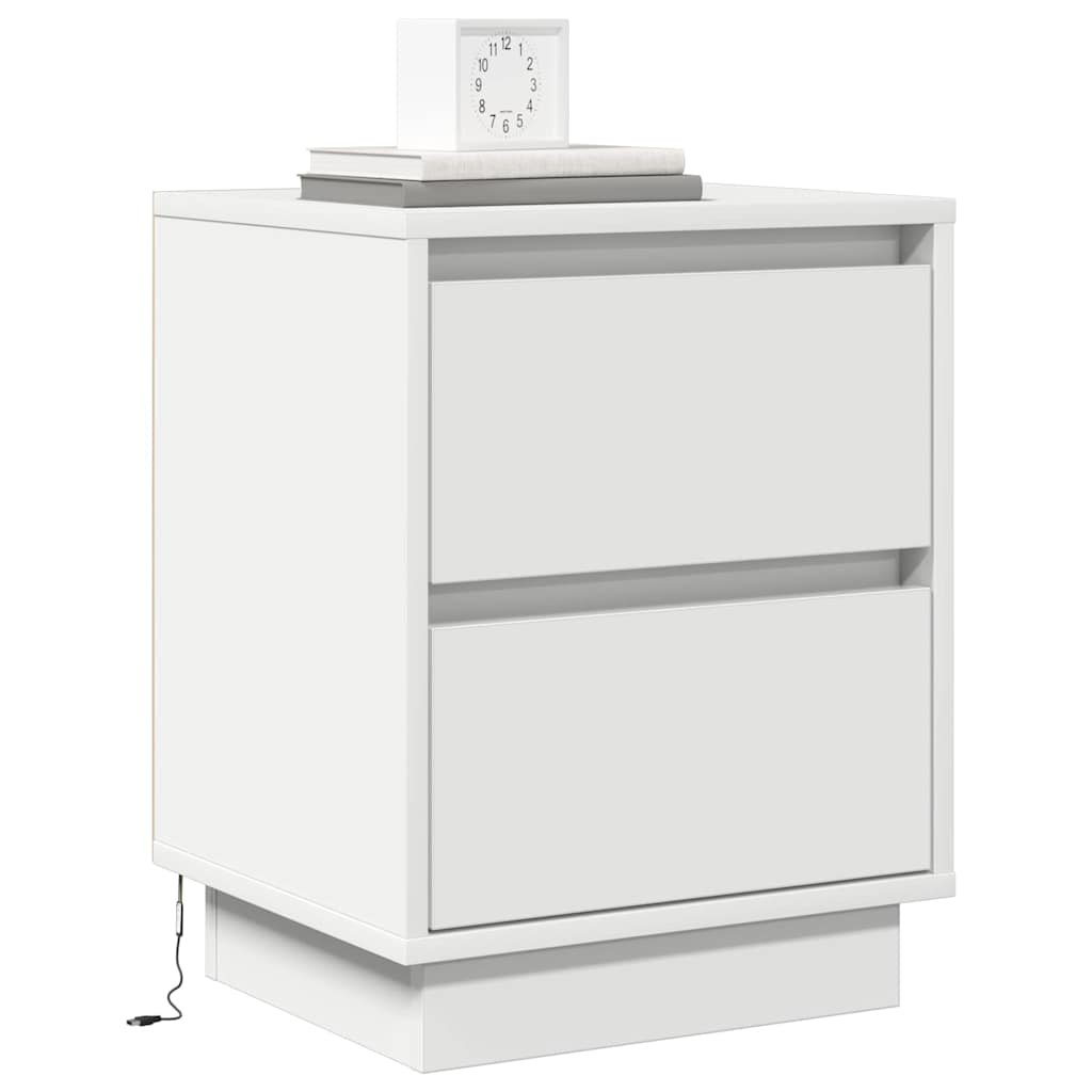 Nattbordskap 2 Pcs Hvit 39 X 34,5 X 50 Cm Konstruert Tre