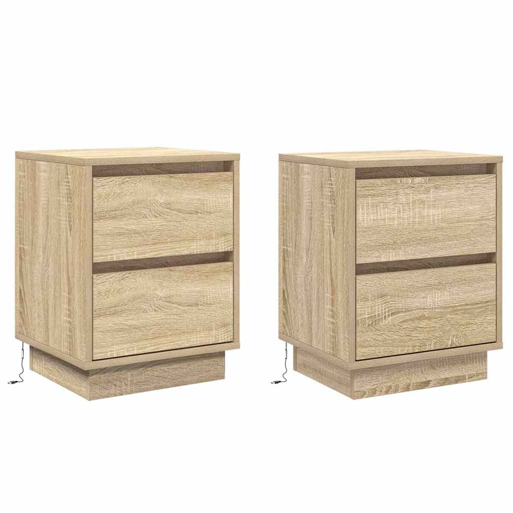 Nattbordskap 2 Pcs Sonoma Eik 39 X 34,5 X 50 Cm Konstruert Tre