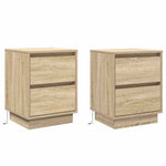 Nattbordskap 2 Pcs Sonoma Eik 39 X 34,5 X 50 Cm Konstruert Tre