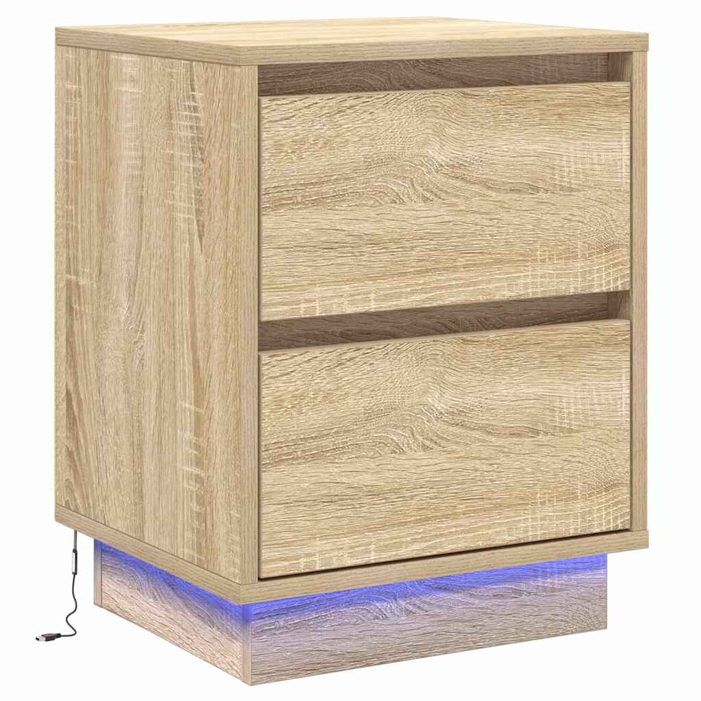 Nattbordskap 2 Pcs Sonoma Eik 39 X 34,5 X 50 Cm Konstruert Tre