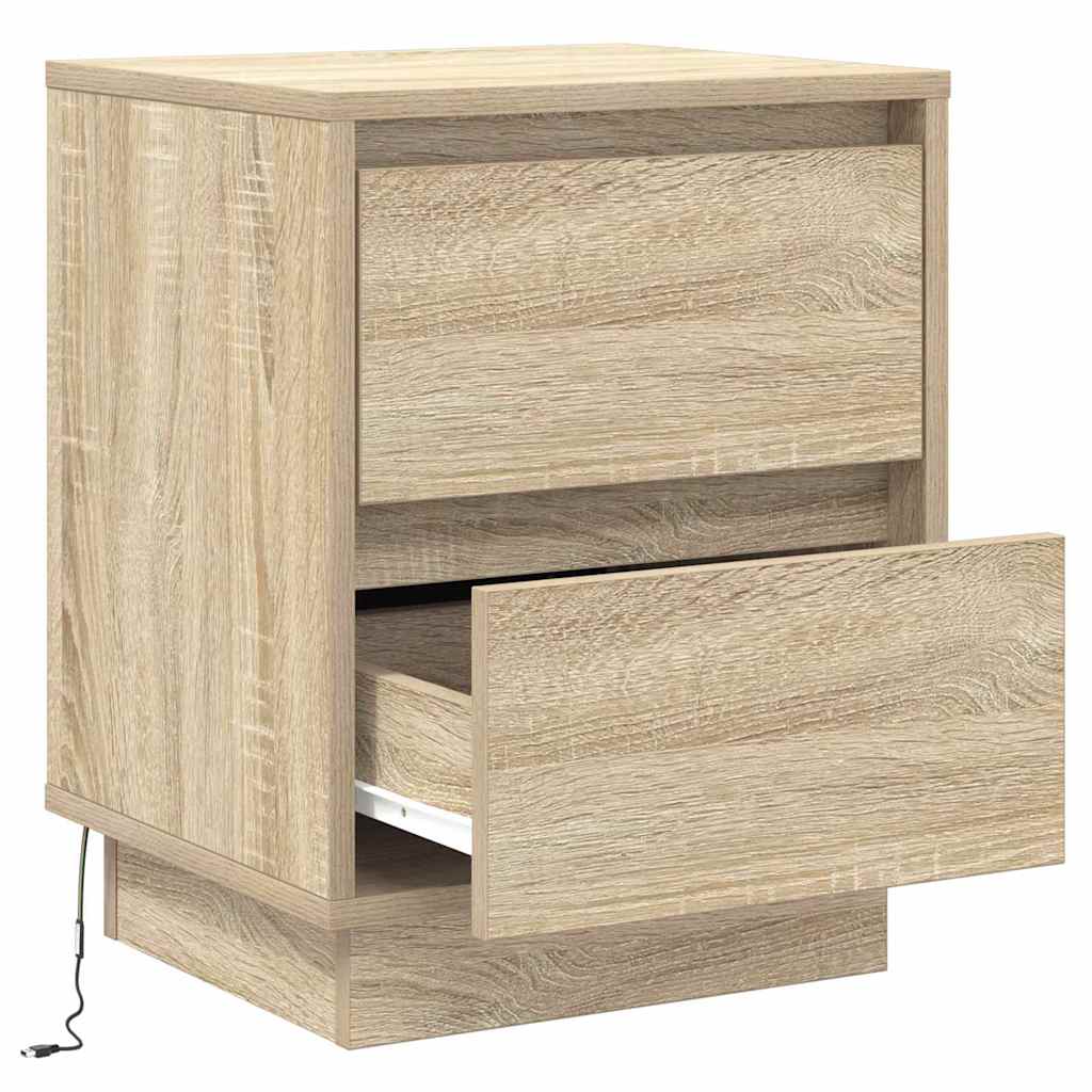 Nattbordskap 2 Pcs Sonoma Eik 39 X 34,5 X 50 Cm Konstruert Tre