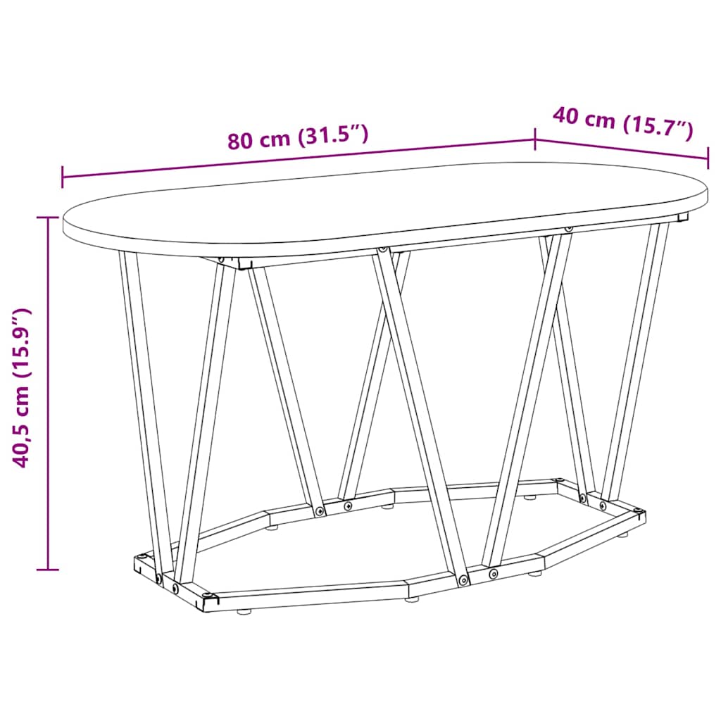 Kaffebord Svart Eik 80 X 40 X 40.5 Cm Ingeniørtre Og Metall