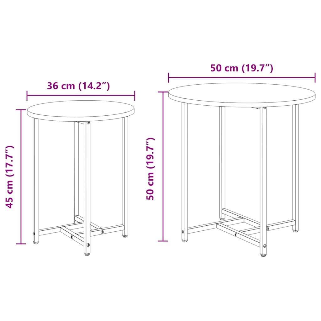 Sidebordssett 2 Pcs Sonoma Eik Og Svart