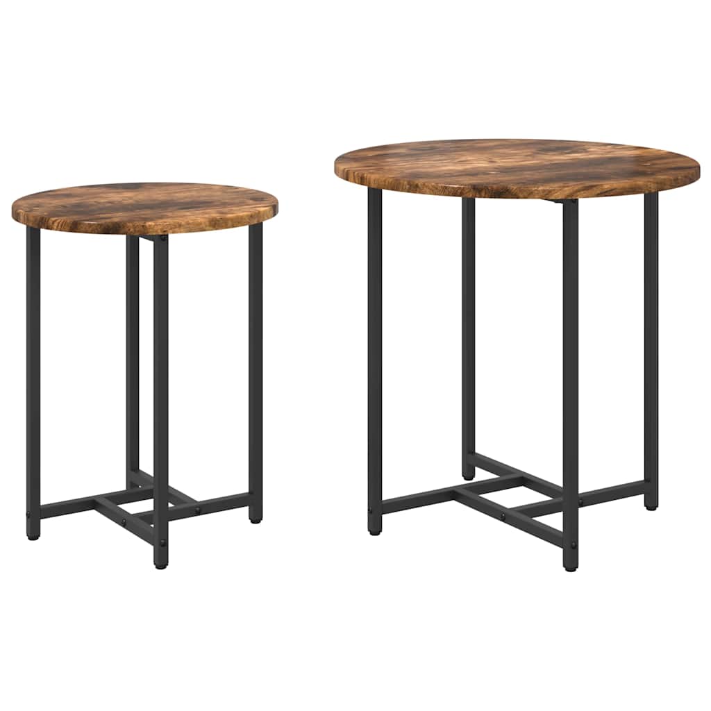 Sidebordssett 2 Pcs Røyk Eik Og Svart
