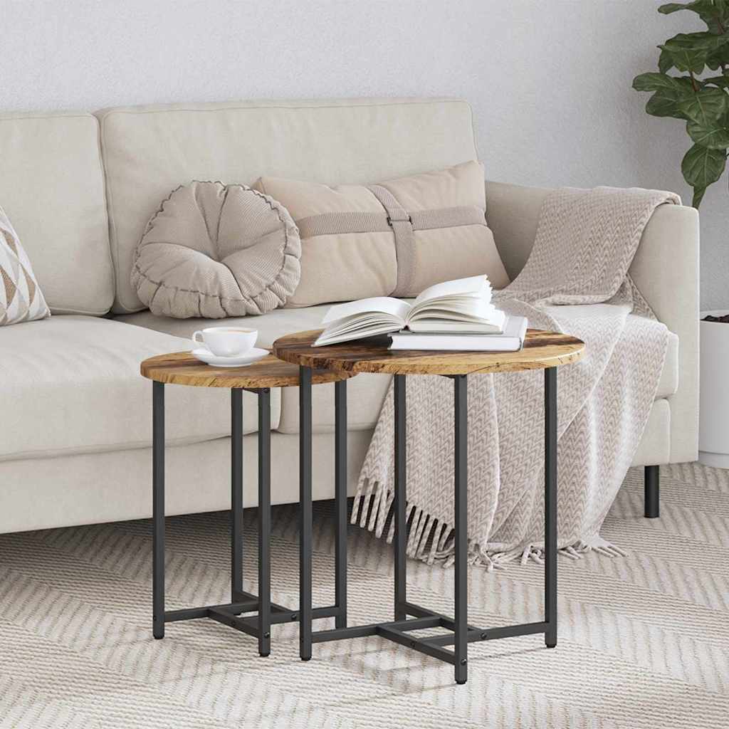 Sidebordssett 2 Pcs Gammel Tre Og Svart