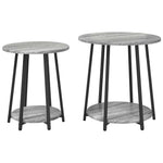 Sidebordssett Med Hylle 2 Pcs Grå Sonoma Og Svart