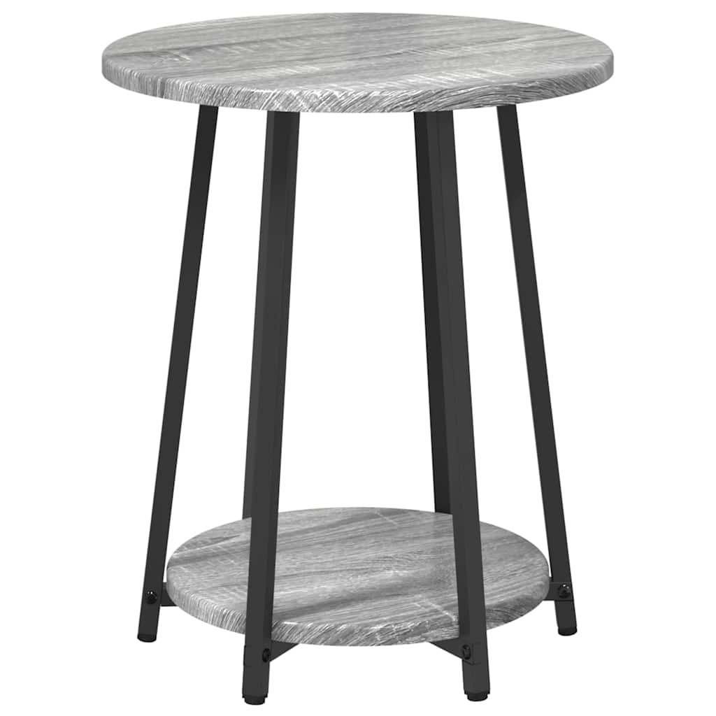 Sidebordssett Med Hylle 2 Pcs Grå Sonoma Og Svart