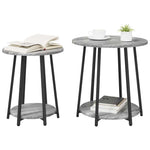 Sidebordssett Med Hylle 2 Pcs Grå Sonoma Og Svart