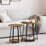 Sidebordssett Med Hylle 2 Pcs Gammel Tre Og Svart