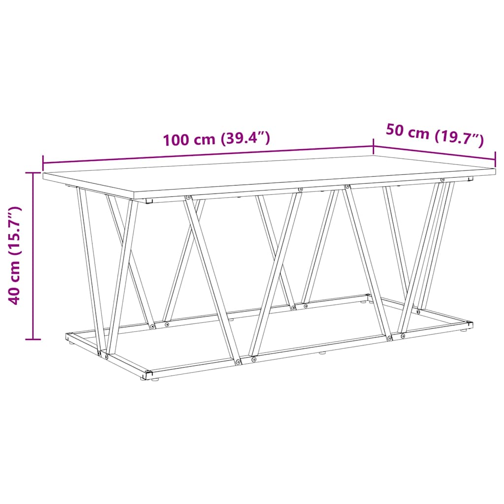 Kaffebord Artisan Eik 100 X 50 X 40 Cm Ingeniørtre Og Metall