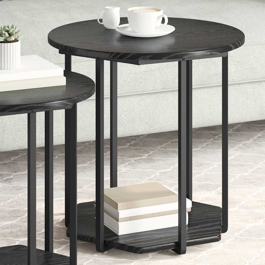 Sidebordssett Med Hylle 2 Pcs Svart Eik 50 X 50 X 50.5 Cm