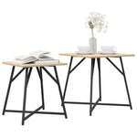 Sidebordssett 2 Pcs Sonoma Eik Og Svart 50 X 50 X 50 Cm