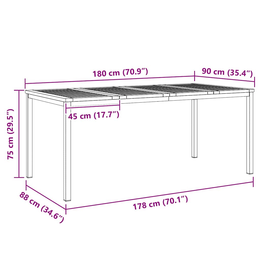 Spisebord Brun 180 X 90 X 75 Cm Massivt Teaktre