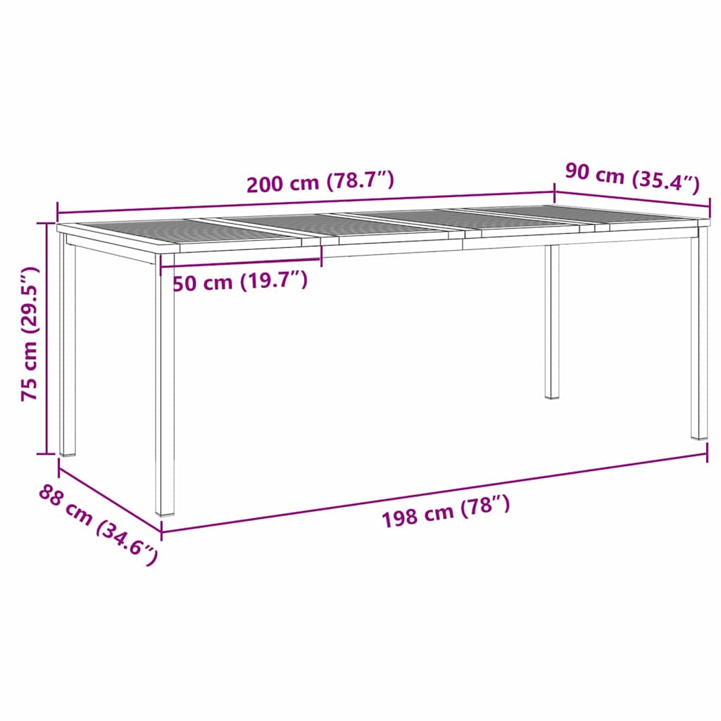 Spisebord Brun 200 X 90 X 75 Cm Massivt Teaktre