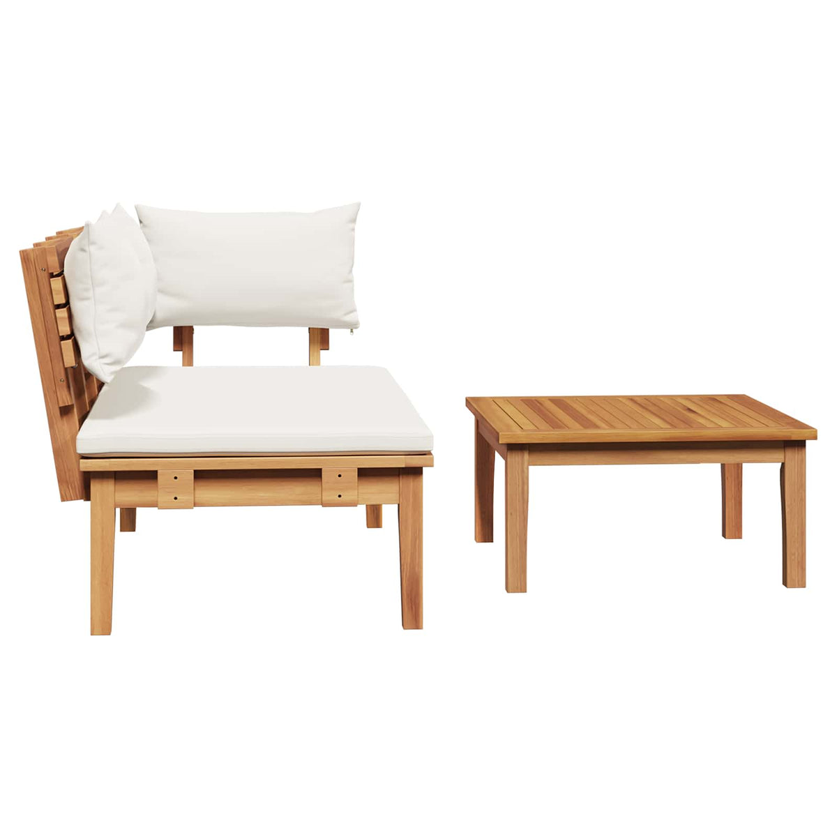 Hagebenk Og Bordsett 2 Pcs Krem Og Brun Massivt Teaktre