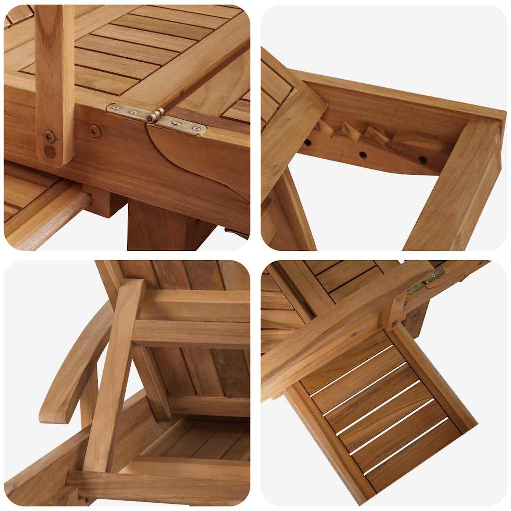 Solseng Med Pute Brun 195 X 59 X 78,5 Cm Massivt Teaktre