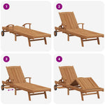 Solseng Med Pute Brun 195 X 59 X 78,5 Cm Massivt Teaktre