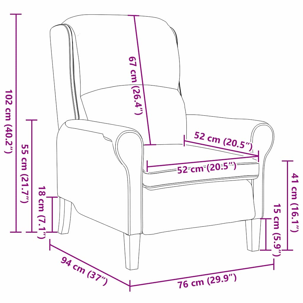 Lenestol Svart 76 X 94 X 102 Cm Stoff