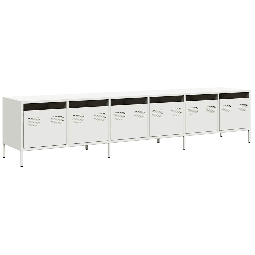Tv-Benk Hvit 202X39X43,5 Cm Kaldvalset Stål
