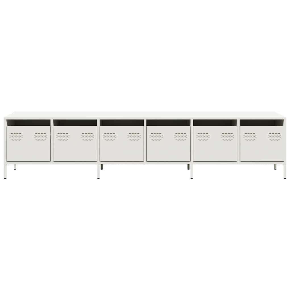 Tv-Benk Hvit 202X39X43,5 Cm Kaldvalset Stål