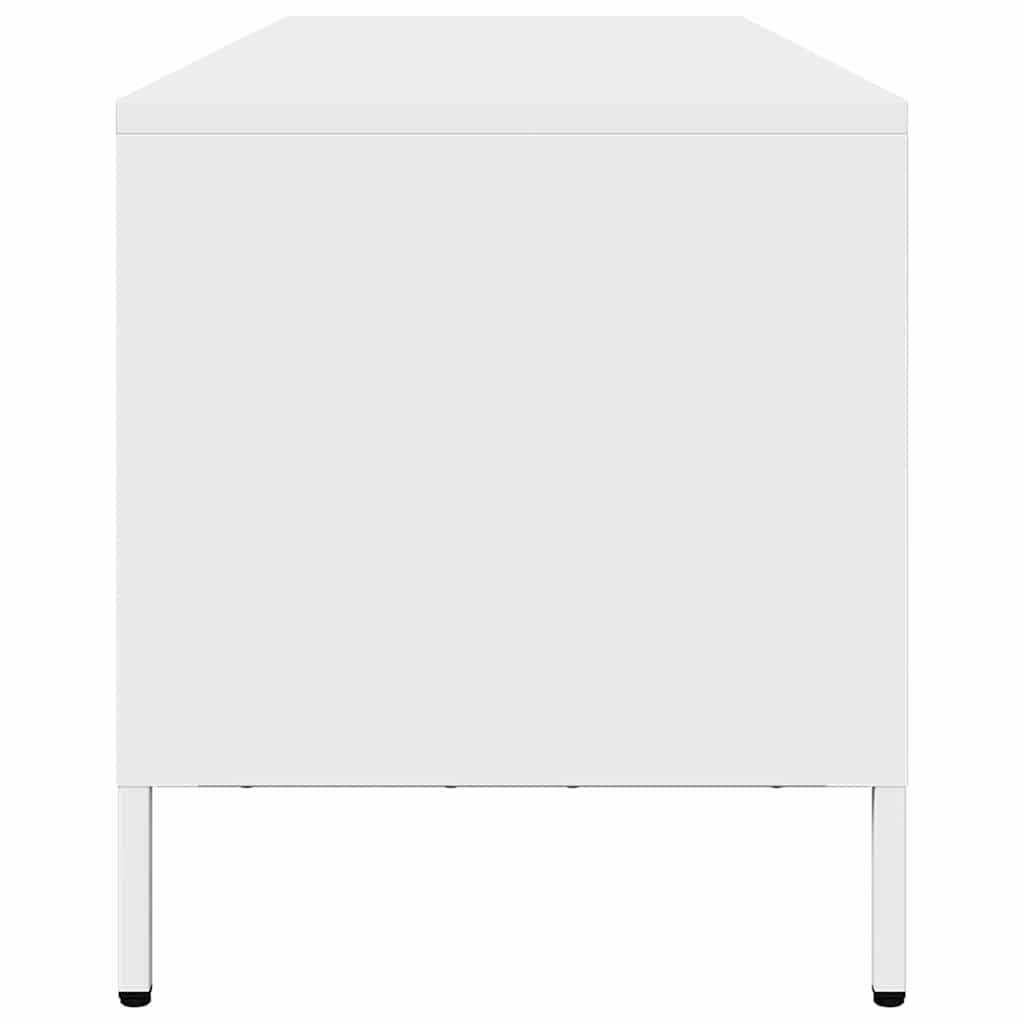 Tv-Benk Hvit 202X39X43,5 Cm Kaldvalset Stål