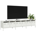 Tv-Benk Hvit 202X39X43,5 Cm Kaldvalset Stål