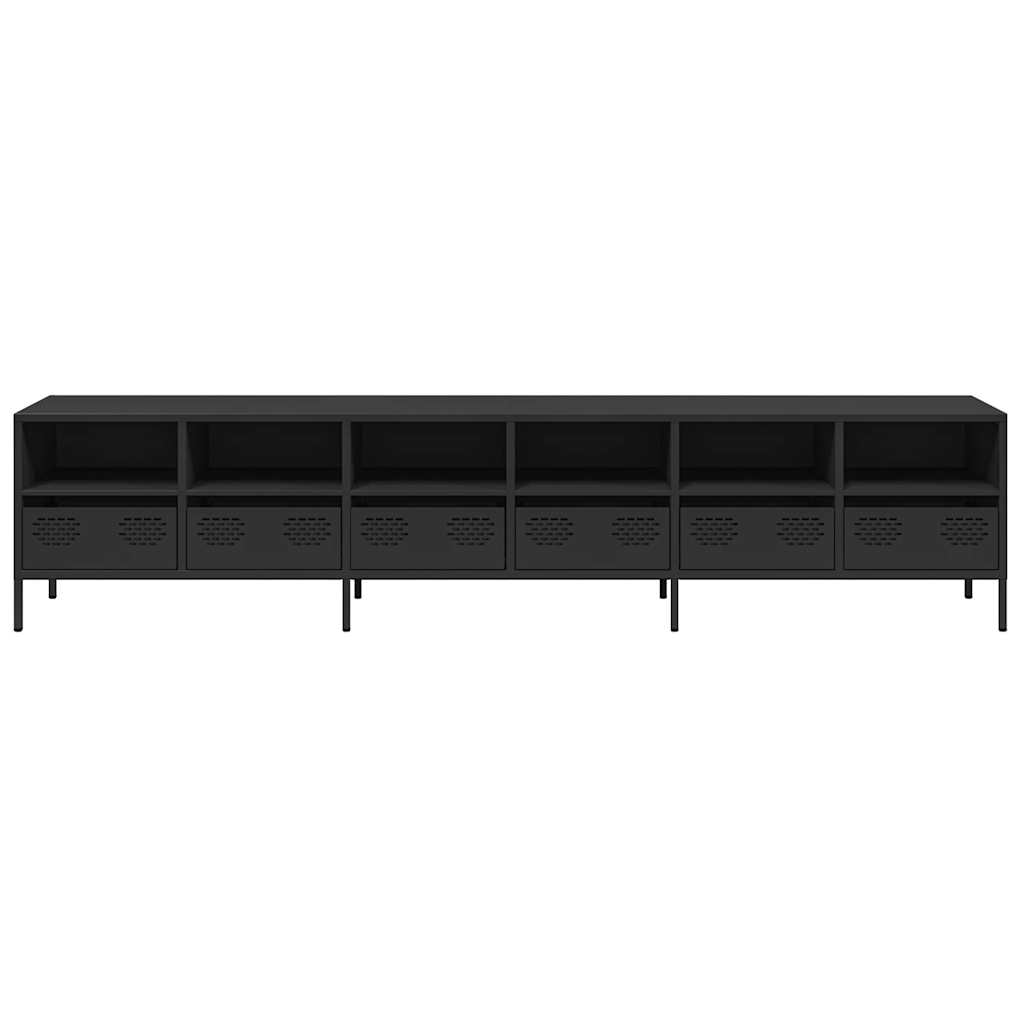 Tv-Benk Svart 202X39X43,5 Cm Kaldvalset Stål
