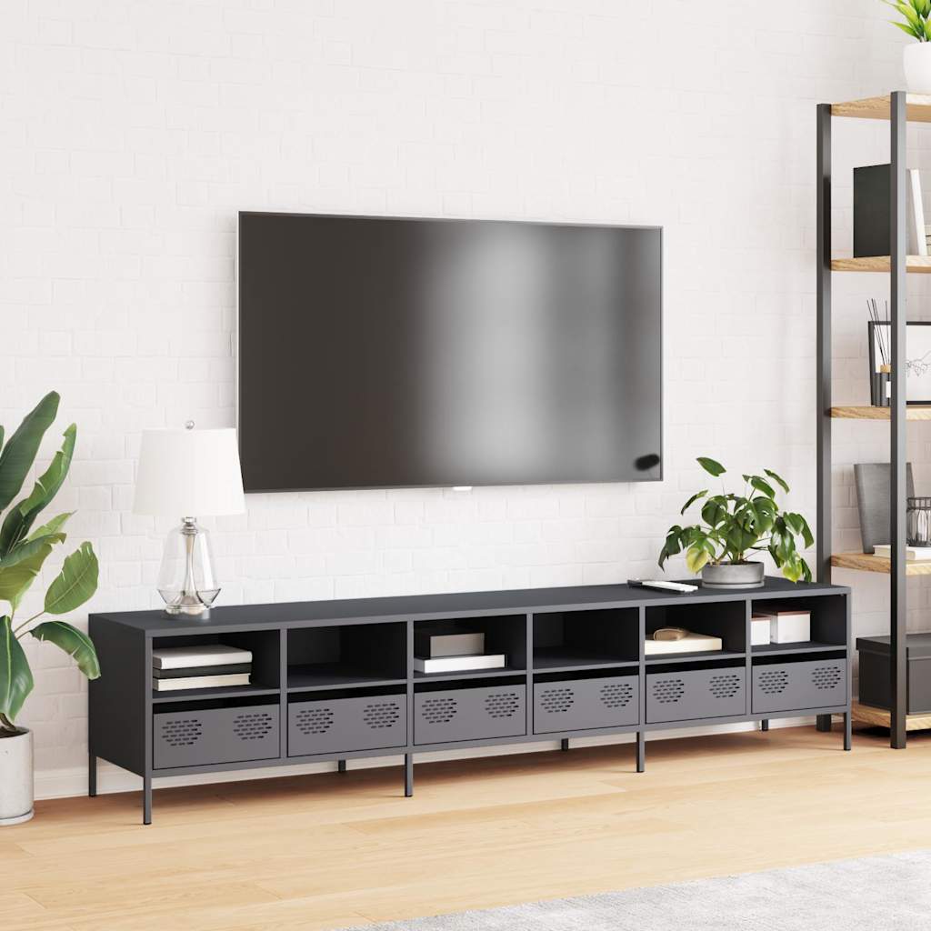 Tv-Benk Antrasitt 202X39X43,5 Cm Kaldvalset Stål