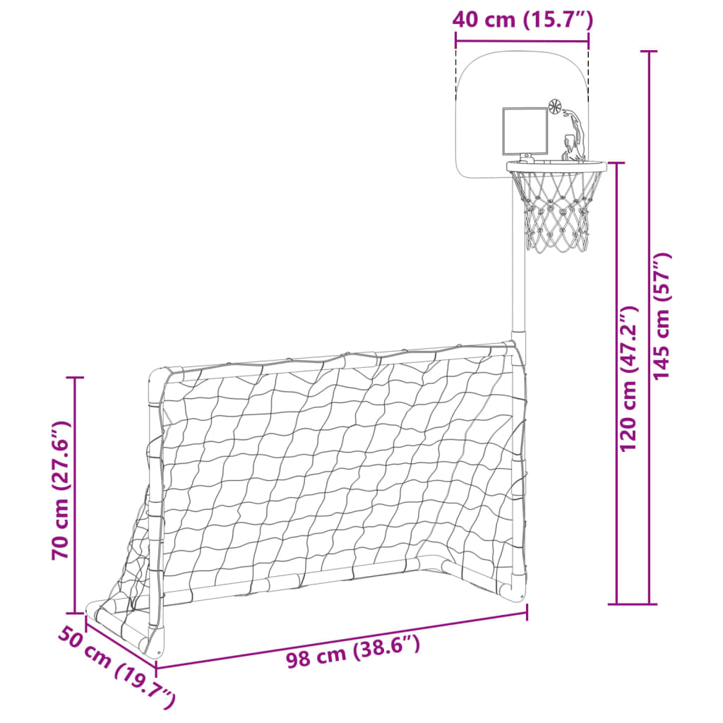 Sett Med Fotball Og Basketball Med Baller For Barn 98X50X70 Cm