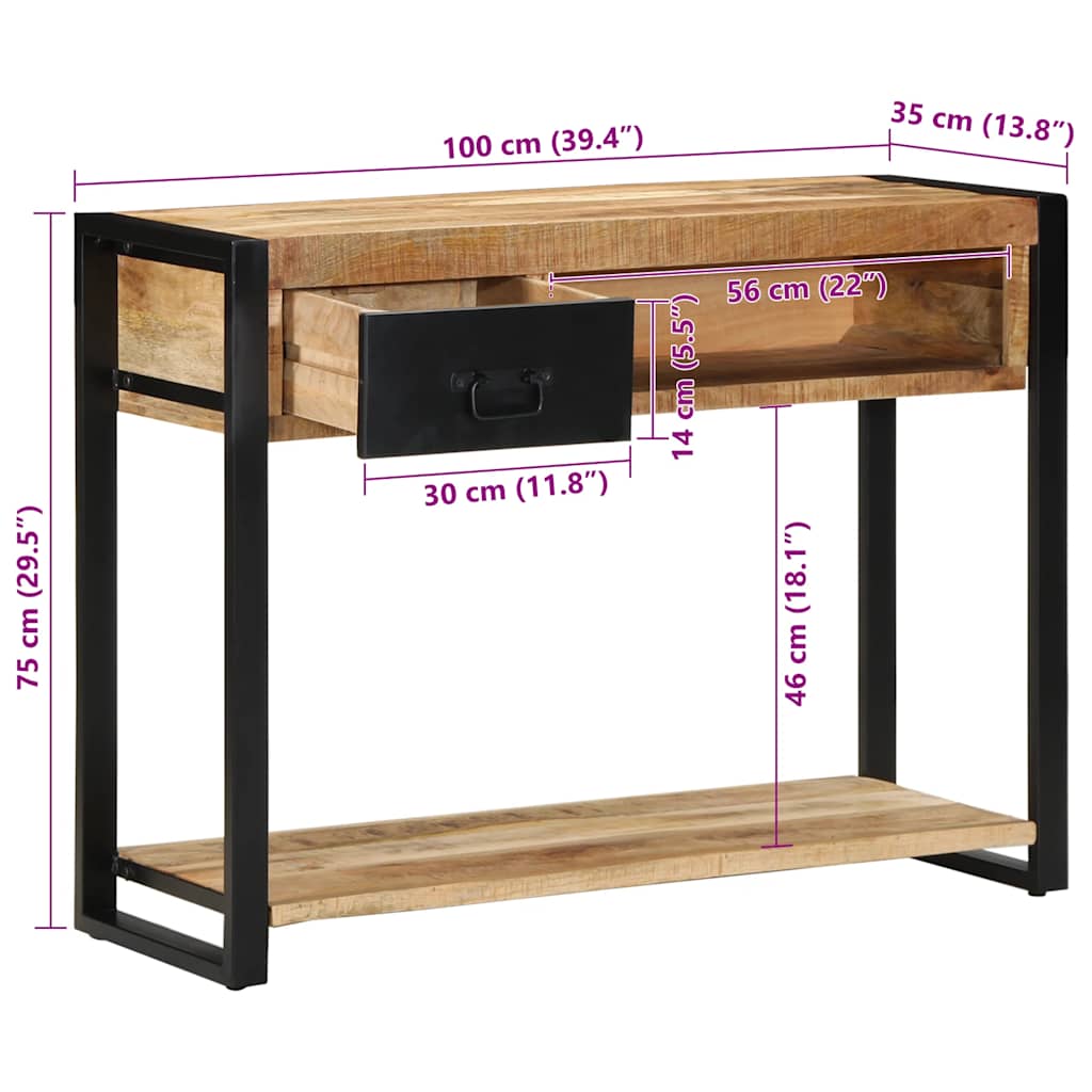 Konsollbord 100X35X75 Cm Grovt Heltre Mangotre