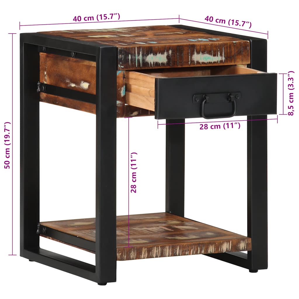 Sidebord Flerfarget 40X40X50 Cm Gjenvunnet Heltre