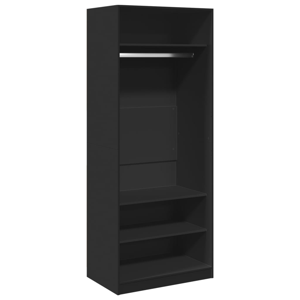 Garderobe Svart 80X50X200 Cm Konstruert Tre