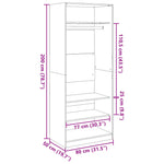 Garderobe Sonoma Eik 80X50X200 Cm Konstruert Tre