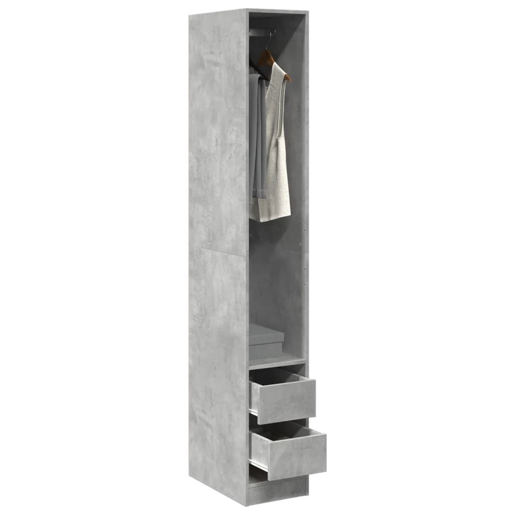 Garderobe Betonggrå 30X50X200 Cm Konstruert Tre