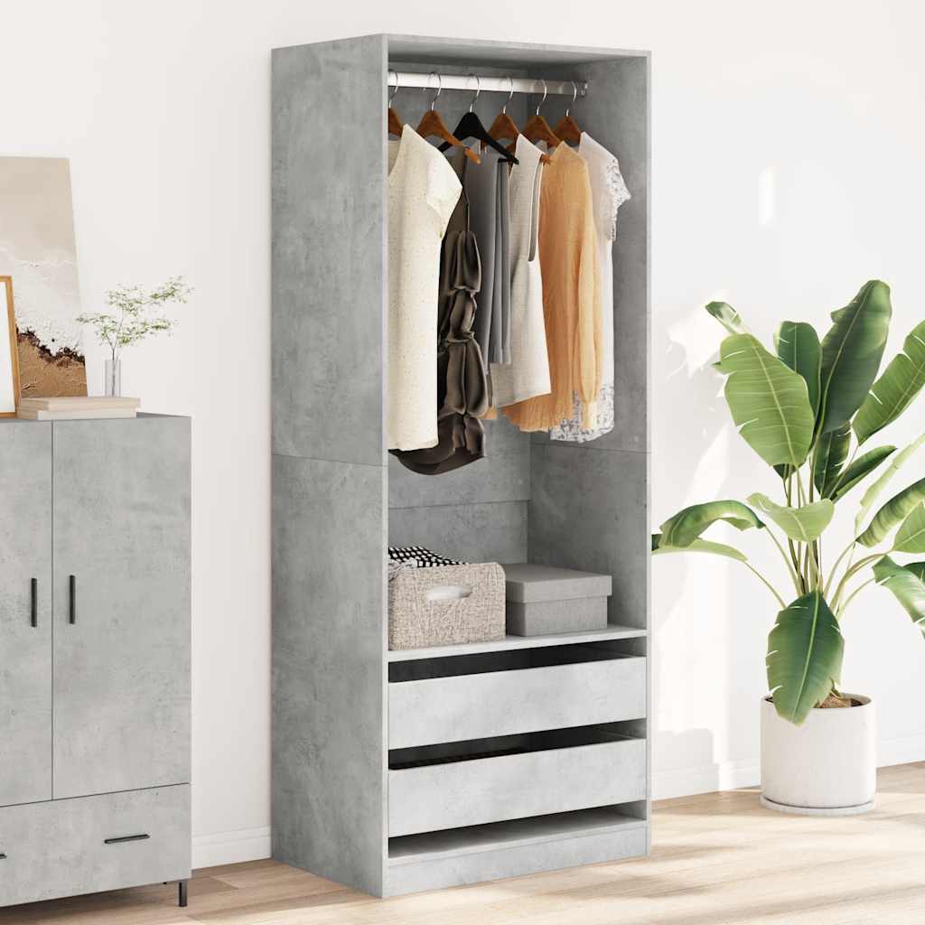 Garderobe Betonggrå 80X50X200 Cm Konstruert Tre
