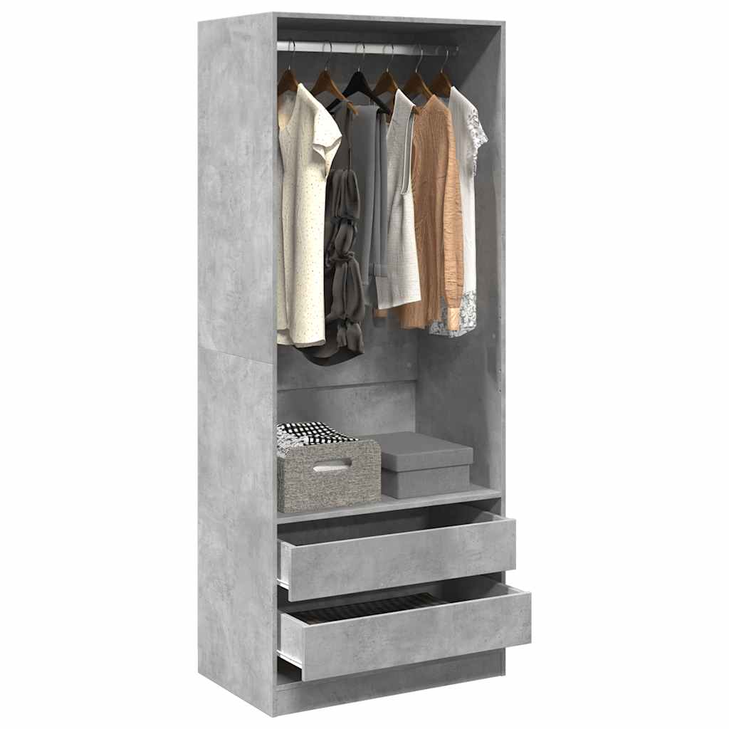 Garderobe Betonggrå 80X50X200 Cm Konstruert Tre