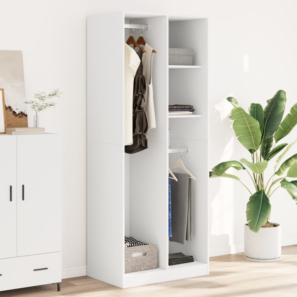 Garderobe Hvit 80X50X200 Cm Konstruert Tre