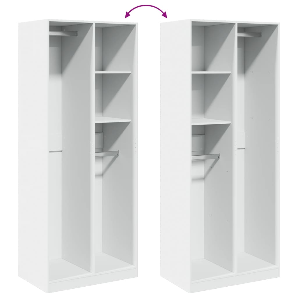 Garderobe Hvit 80X50X200 Cm Konstruert Tre