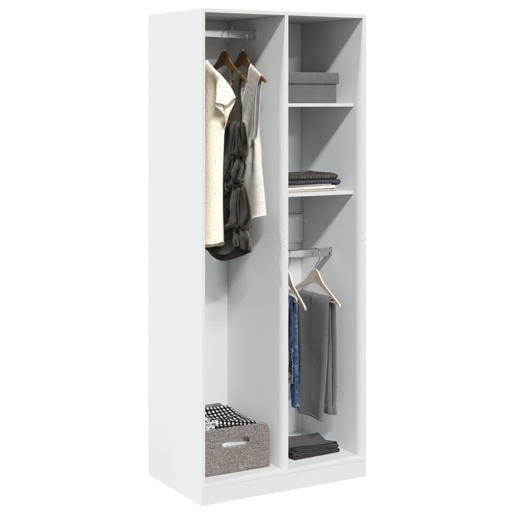Garderobe Hvit 80X50X200 Cm Konstruert Tre