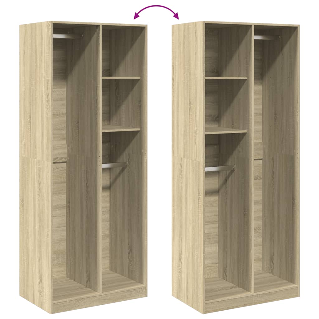 Garderobe Sonoma Eik 80X50X200 Cm Konstruert Tre