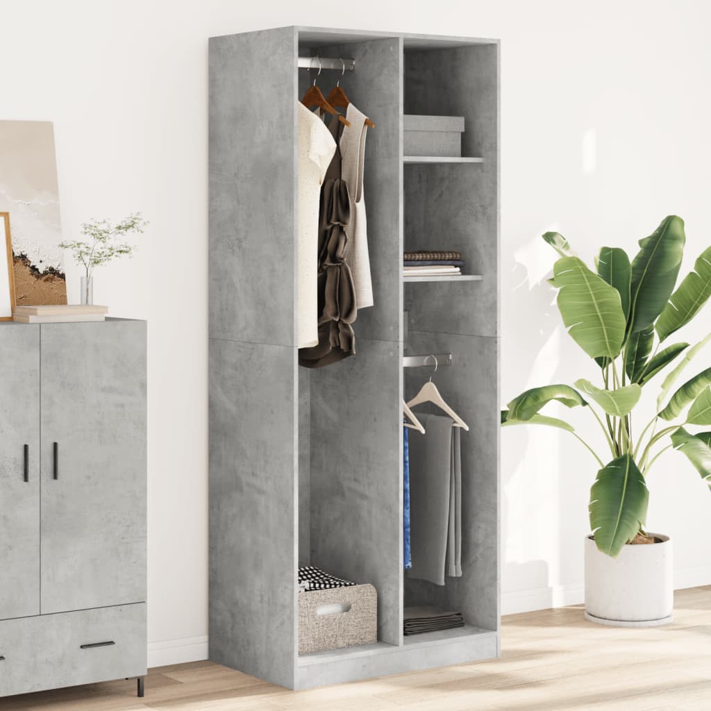 Garderobe Betonggrå 80X50X200 Cm Konstruert Tre