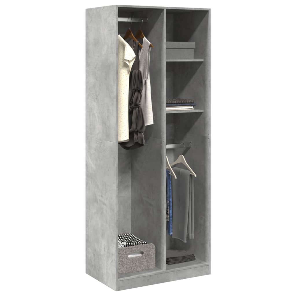 Garderobe Betonggrå 80X50X200 Cm Konstruert Tre