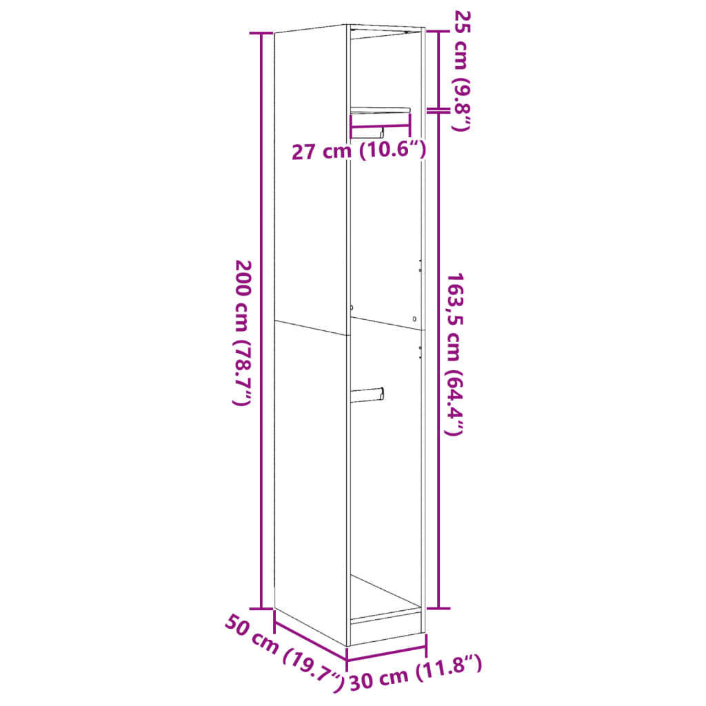 Garderobe Svart 30X50X200 Cm Konstruert Tre