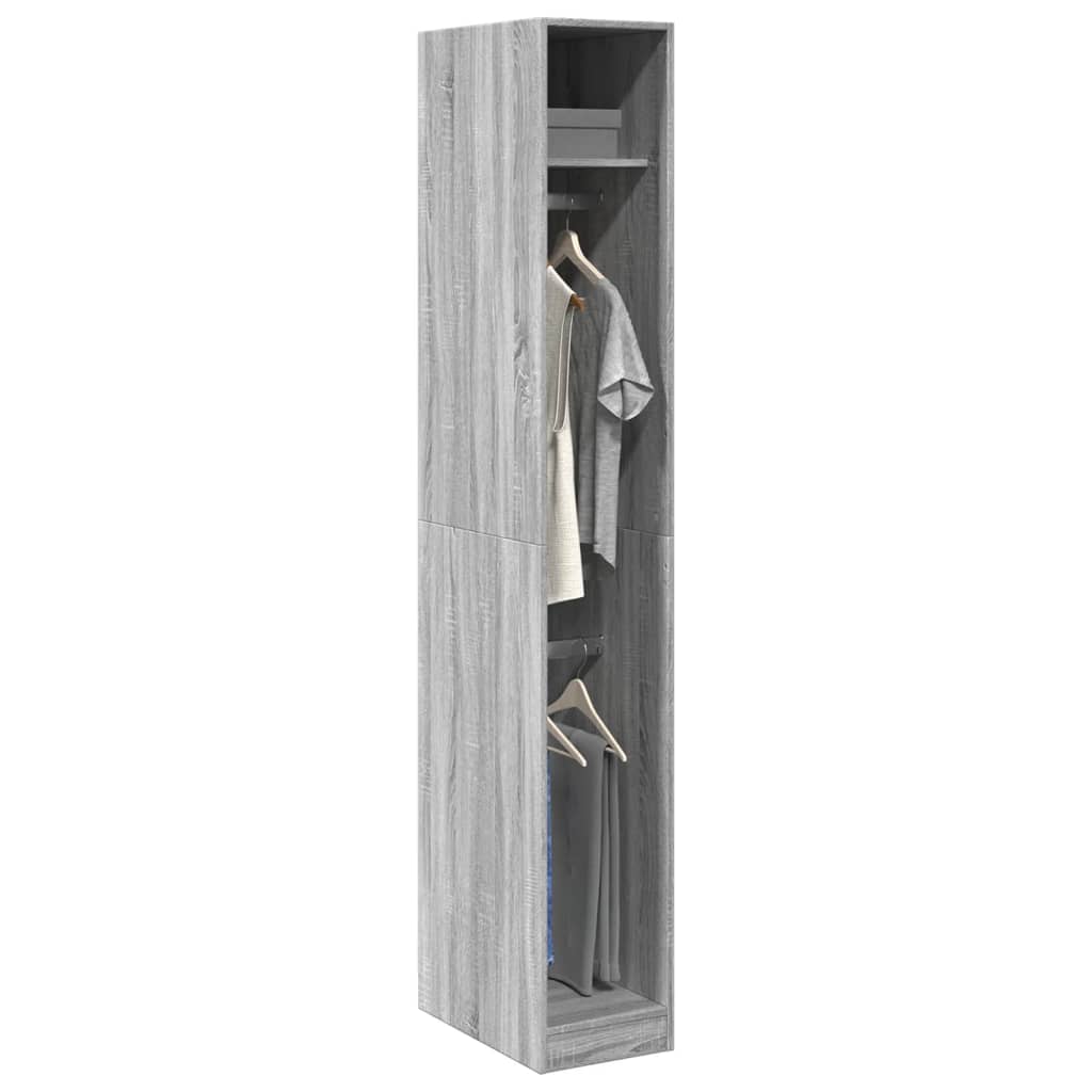 Garderobe Grå Sonoma 30X50X200 Cm Konstruert Tre