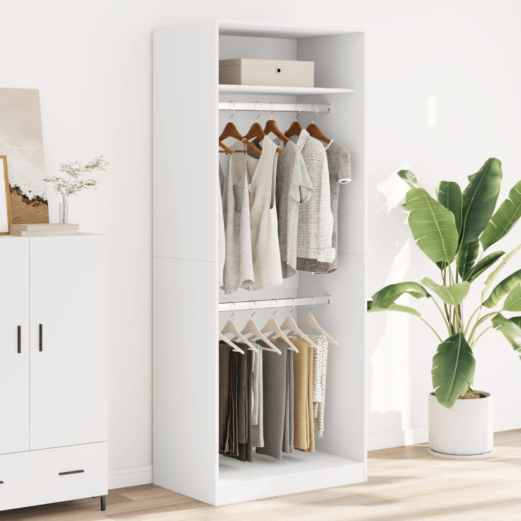 Garderobe Hvit 80X50X200 Cm Konstruert Tre