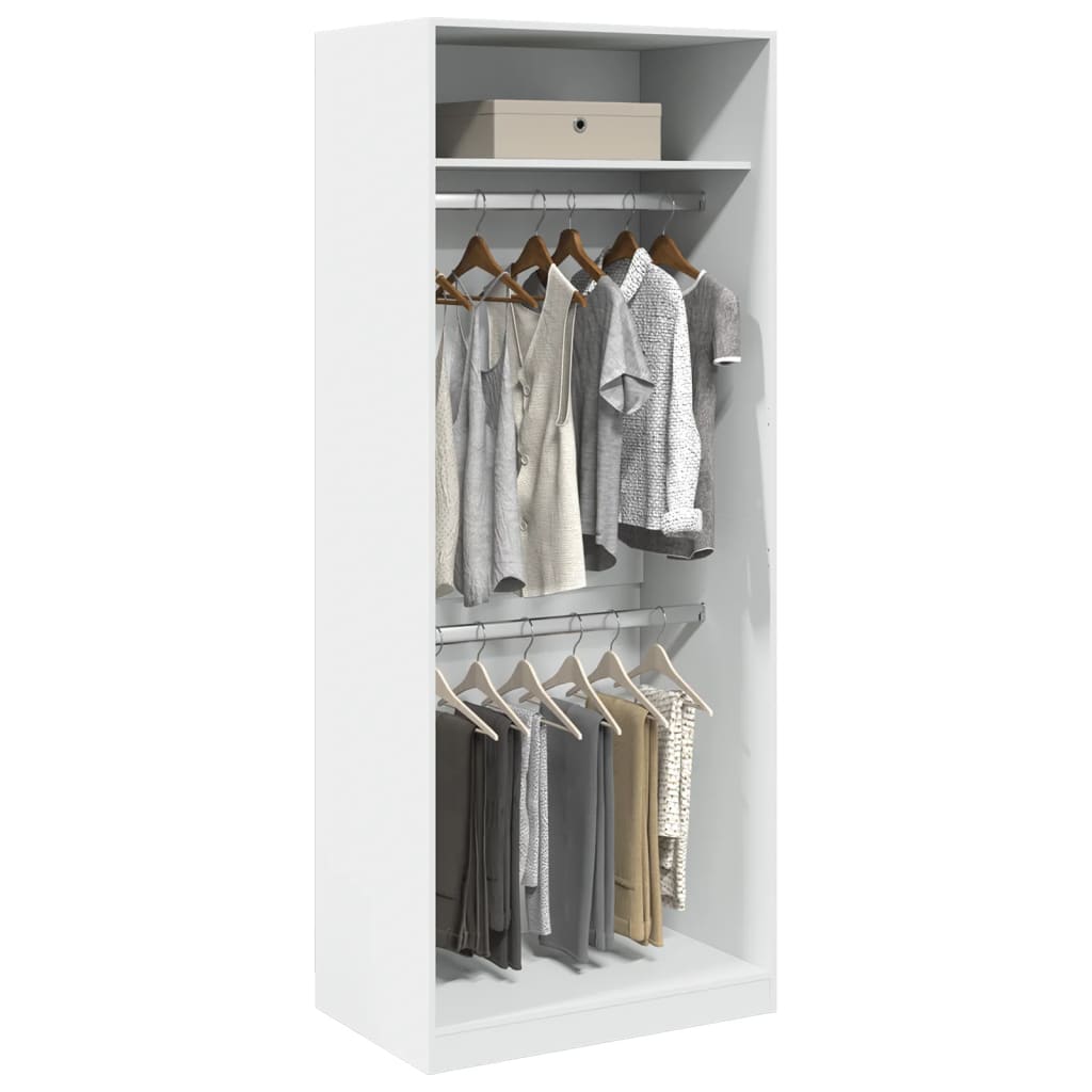 Garderobe Hvit 80X50X200 Cm Konstruert Tre