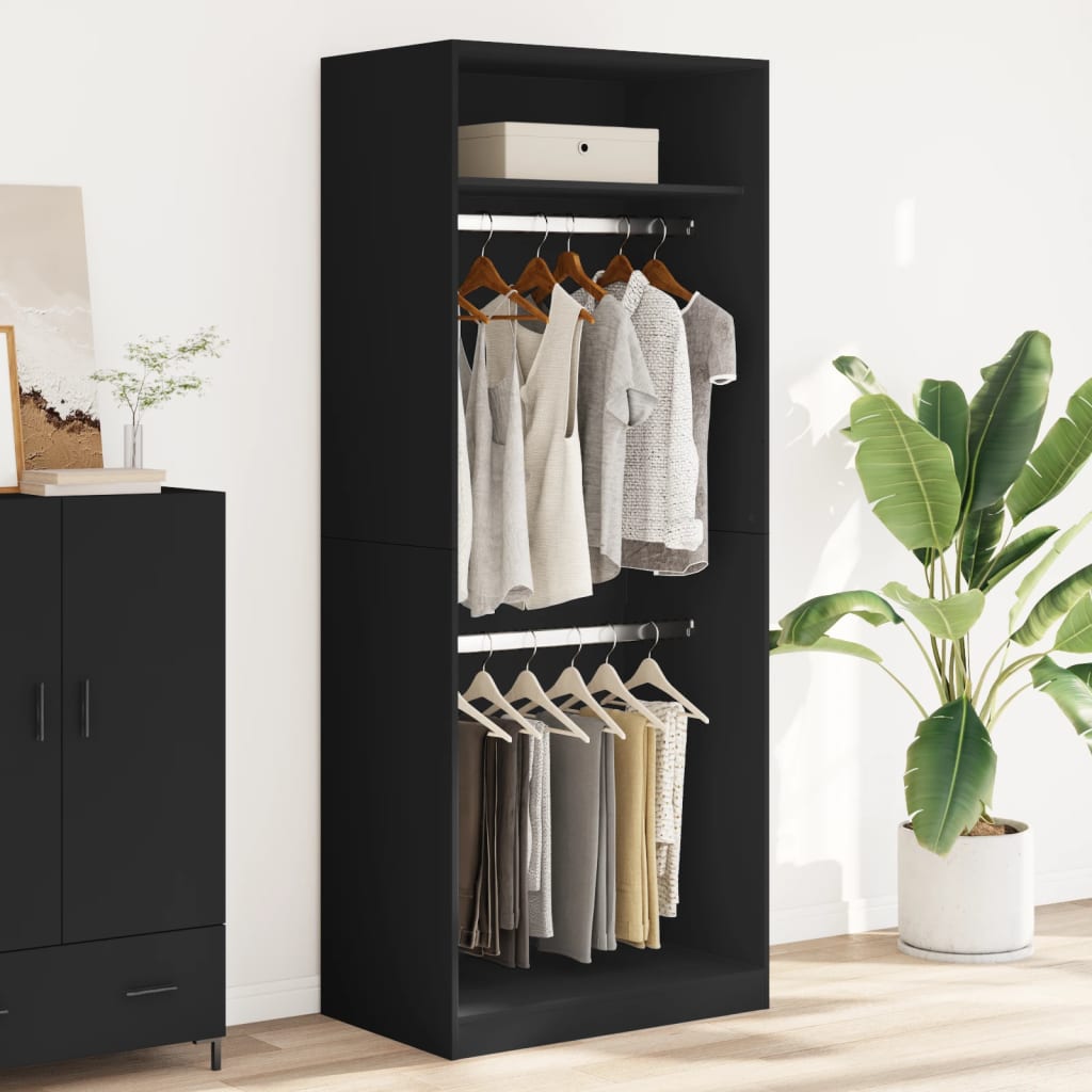 Garderobe Svart 80X50X200 Cm Konstruert Tre