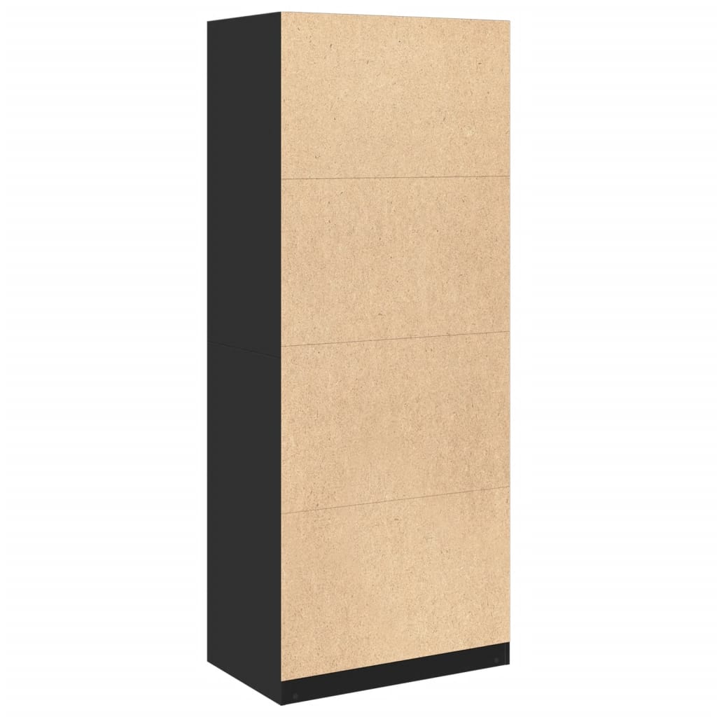 Garderobe Svart 80X50X200 Cm Konstruert Tre