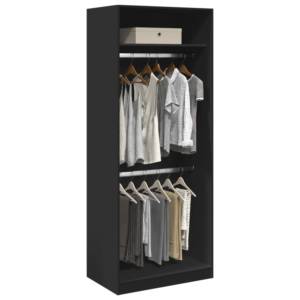 Garderobe Svart 80X50X200 Cm Konstruert Tre