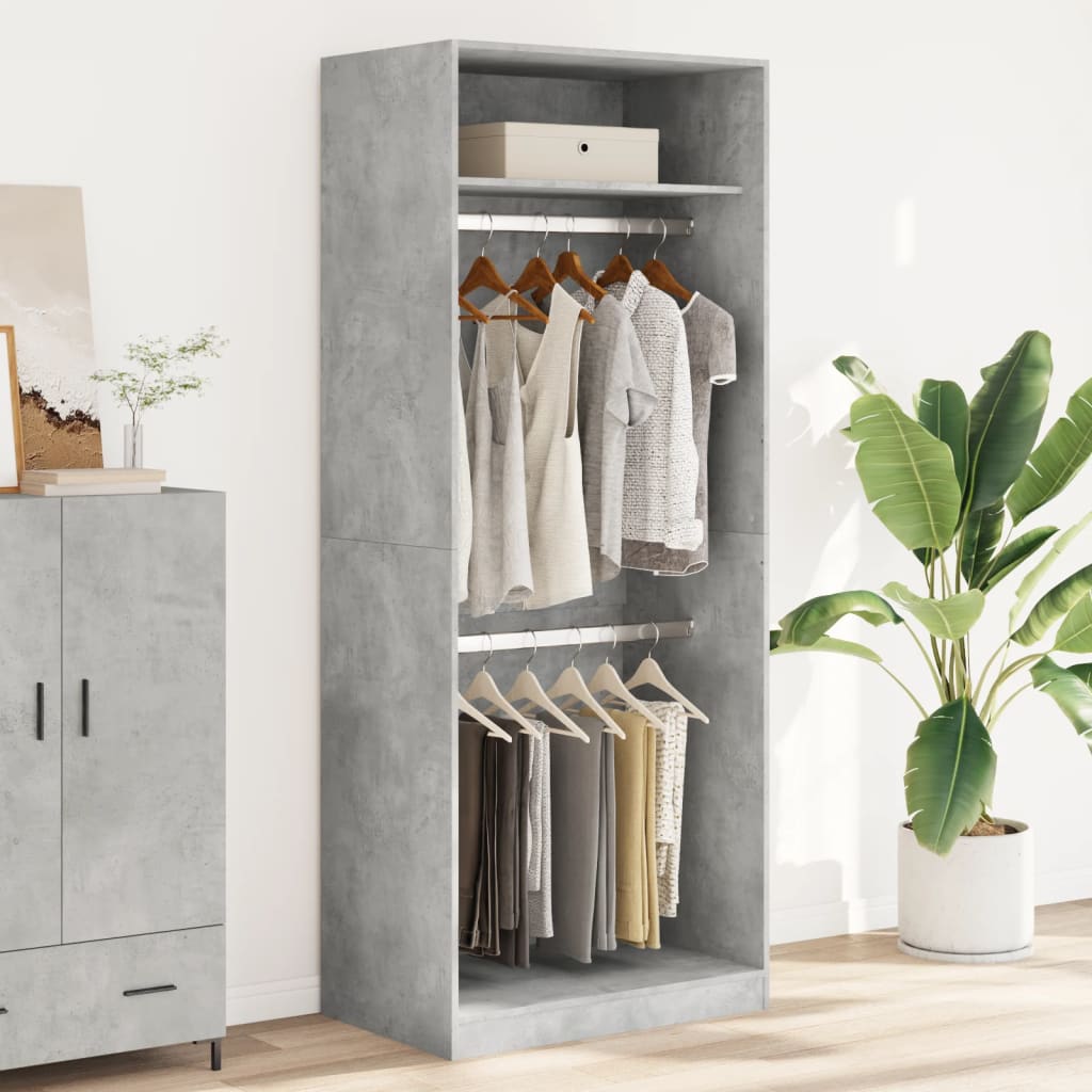 Garderobe Betonggrå 80X50X200 Cm Konstruert Tre